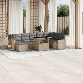 Set de sofás de jardín 9 pzas con cojines ratán sintético beige en Conjuntos de jardín | Comprar online en Foru.es