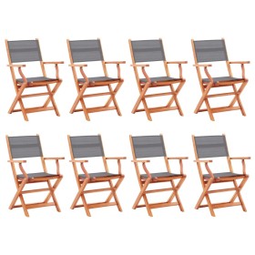 Sillas jardín plegables 8 uds madera eucalipto textilene gris de , Sillas de jardín - Ref: Foro24-3086965, Precio: 522,84 €, ...
