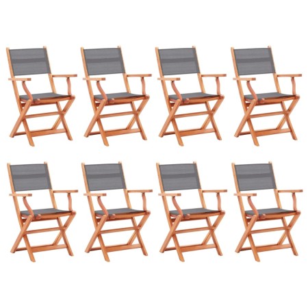 Sillas jardín plegables 8 uds madera eucalipto textilene gris de , Sillas de jardín - Ref: Foro24-3086965, Precio: 522,84 €, ...