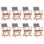 Sillas jardín plegables 8 uds madera eucalipto textilene gris de , Sillas de jardín - Ref: Foro24-3086965, Precio: 522,84 €, ...