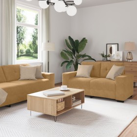 Conjunto de Sofá de 2 Piezas con Cojines de Terciopelo Marrón de , Sofás - Ref: Foro24-3324728, Precio: 470,98 €, Descuento: %