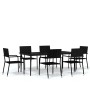 Juego de comedor para jardín 7 piezas negro de , Conjuntos de jardín - Ref: Foro24-3099593, Precio: 392,21 €, Descuento: %