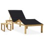 Tumbona de jardín con mesa y cojín de madera de pino impregnada de , Tumbonas - Ref: Foro24-3065871, Precio: 140,87 €, Descue...