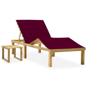Tumbona de jardín con mesa y cojín de madera de pino impregnada de , Tumbonas - Ref: Foro24-3065873, Precio: 126,08 €, Descue...