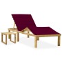 Tumbona de jardín con mesa y cojín de madera de pino impregnada de , Tumbonas - Ref: Foro24-3065873, Precio: 126,08 €, Descue...