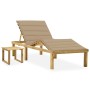 Tumbona de jardín con mesa y cojín de madera de pino impregnada de , Tumbonas - Ref: Foro24-3065867, Precio: 144,93 €, Descue...
