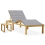 Tumbona de jardín con mesa y cojín de madera de pino impregnada de , Tumbonas - Ref: Foro24-3065865, Precio: 133,69 €, Descue...