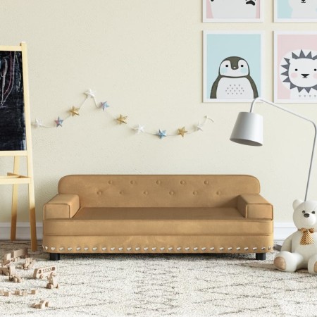 Sofá para niños de terciopelo marrón 90x53x30 cm de , Mobiliario para bebés y niños pequeños - Ref: Foro24-3196284, Precio: 9...