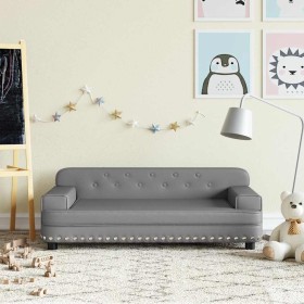 Sofá para niños de cuero sintético gris 90x53x30 cm de , Mobiliario para bebés y niños pequeños - Ref: Foro24-3196290, Precio...