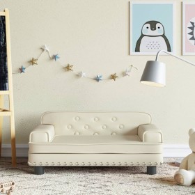 Sofá para niños de cuero sintético crema 70x45x30 cm de , Mobiliario para bebés y niños pequeños - Ref: Foro24-3196301, Preci...