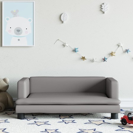 Sofá para niños de cuero sintético gris 80x45x30 cm de , Mobiliario para bebés y niños pequeños - Ref: Foro24-3196315, Precio...