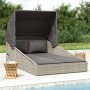 Tumbona con toldo plegable ratán sintético gris 200x114x128 cm de , Camas para exteriores - Ref: Foro24-362274, Precio: 332,4...