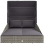 Tumbona con toldo plegable ratán sintético gris 200x114x128 cm de , Camas para exteriores - Ref: Foro24-362274, Precio: 332,4...