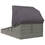 Tumbona con toldo plegable ratán sintético gris 200x114x128 cm de , Camas para exteriores - Ref: Foro24-362274, Precio: 332,4...