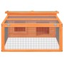 Conejera de madera maciza de pino marrón 117,5x97x47,5 cm de , Jaulas y habitáculos para animales pequeños - Ref: Foro24-1722...
