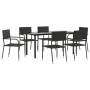 Juego de comedor de jardín 7 piezas ratán sintético negro de , Conjuntos de jardín - Ref: Foro24-3156751, Precio: 309,54 €, D...