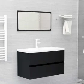 2-teiliges Badezimmermöbelset aus schwarzem Sperrholz von vidaXL, Badezimmermöbel - Ref: Foro24-804882, Preis: 66,24 €, Rabat...