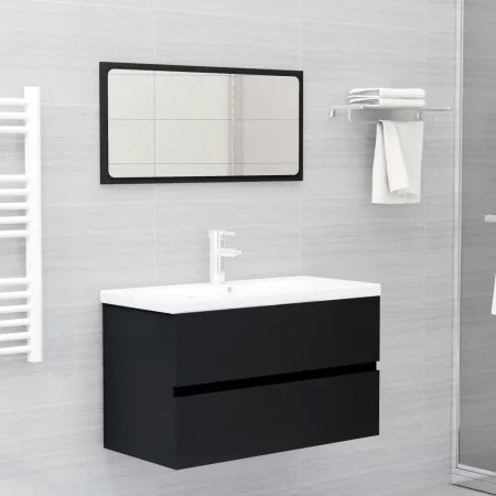 2-teiliges Badezimmermöbelset aus schwarzem Sperrholz von vidaXL, Badezimmermöbel - Ref: Foro24-804882, Preis: 66,24 €, Rabat...