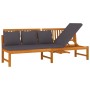 Sofá cama con cojín madera maciza acacia gris 200x60x75 cm de , Camas para exteriores - Ref: Foro24-312145, Precio: 365,08 €,...
