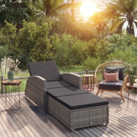 Tumbona de jardín con cojín de ratán sintético gris oscuro de , Tumbonas - Ref: Foro24-317178, Precio: 220,37 €, Descuento: %