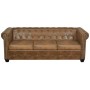 Sofá Chesterfield de 3 plazas cuero sintético marrón de , Sofás - Ref: Foro24-243620, Precio: 546,01 €, Descuento: %