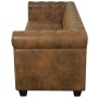 Sofá Chesterfield de 3 plazas cuero sintético marrón de , Sofás - Ref: Foro24-243620, Precio: 546,01 €, Descuento: %