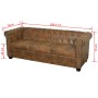 Sofá Chesterfield de 3 plazas cuero sintético marrón de , Sofás - Ref: Foro24-243620, Precio: 546,01 €, Descuento: %
