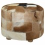 Puf de piel genuina redondo 50x50x45 cm de , Otomanas - Ref: Foro24-244548, Precio: 175,32 €, Descuento: %