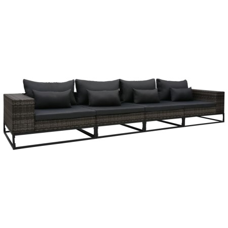 Set de sofás de jardín con cojines 4 pzas ratán sintético gris de , Sofás de exterior - Ref: Foro24-49530, Precio: 648,34 €, ...