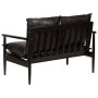 Sofá de 2 plazas cuero auténtico con madera de acacia negro de , Sofás - Ref: Foro24-246483, Precio: 535,69 €, Descuento: %
