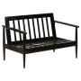 Sofá de 2 plazas cuero auténtico con madera de acacia negro de , Sofás - Ref: Foro24-246483, Precio: 535,69 €, Descuento: %