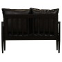 Sofá de 2 plazas cuero auténtico con madera de acacia negro de , Sofás - Ref: Foro24-246483, Precio: 535,69 €, Descuento: %