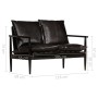 Sofá de 2 plazas cuero auténtico con madera de acacia negro de , Sofás - Ref: Foro24-246483, Precio: 535,69 €, Descuento: %