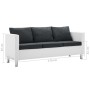 Sofá de 3 plazas de cuero sintético blanco y gris oscuro de , Sofás - Ref: Foro24-247175, Precio: 377,50 €, Descuento: %