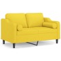 Sofá de 2 plazas con cojines tela amarillo claro 120 cm de , Sofás - Ref: Foro24-3200842, Precio: 215,28 €, Descuento: %