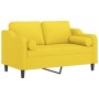 Sofá de 2 plazas con cojines tela amarillo claro 120 cm de , Sofás - Ref: Foro24-3200842, Precio: 215,28 €, Descuento: %