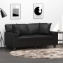 Sofá de 2 plazas con cojines cuero sintético negro 120 cm de , Sofás - Ref: Foro24-3200861, Precio: 292,49 €, Descuento: %