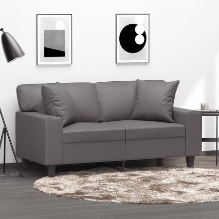 Sofá de 2 plazas con cojines cuero sintético gris 120 cm de , Sofás - Ref: Foro24-3200863, Precio: 246,15 €, Descuento: %