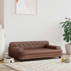 Cama para perros de cuero sintético marrón 90x53x30 cm de , Camas para perros - Ref: Foro24-171878, Precio: 113,62 €, Descuen...