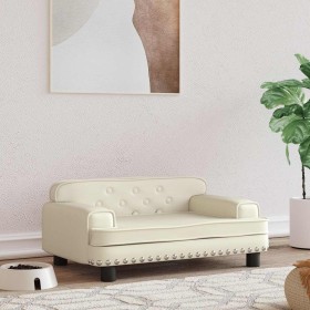 Cama para perros de cuero sintético crema 70x45x30 cm de , Camas para perros - Ref: Foro24-171890, Precio: 91,61 €, Descuento: %