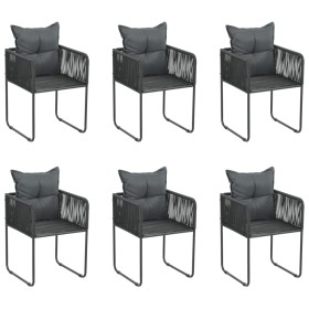 Sillas de jardín con cojines 6 unidades ratán sintético negro de , Sillas de jardín - Ref: Foro24-313108, Precio: 402,06 €, D...
