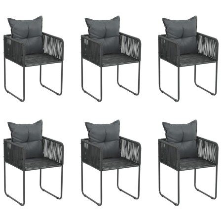 Sillas de jardín con cojines 6 unidades ratán sintético negro de , Sillas de jardín - Ref: Foro24-313108, Precio: 402,06 €, D...