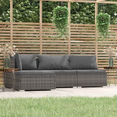 Set de muebles de jardín 4 pzas y cojines ratán sintético gris de , Conjuntos de jardín - Ref: Foro24-317512, Precio: 417,60 ...
