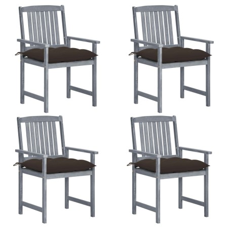 Sillas de jardín con cojines 4 uds madera maciza de acacia gris de , Sillas de jardín - Ref: Foro24-3061268, Precio: 276,47 €...