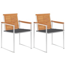 Sillas de jardín con cojines 2 uds madera maciza acacia y acero de , Sillas de jardín - Ref: Foro24-3061488, Precio: 240,11 €...