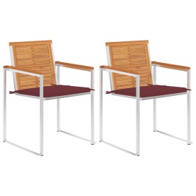 Sillas de jardín con cojines 2 uds madera maciza acacia y acero de , Sillas de jardín - Ref: Foro24-3061497, Precio: 261,17 €...