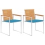 Sillas de jardín con cojines 2 uds madera maciza teca y acero de , Sillas de jardín - Ref: Foro24-3061519, Precio: 269,47 €, ...