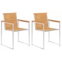 Sillas de jardín con cojines 2 uds madera maciza teca y acero de , Sillas de jardín - Ref: Foro24-3061519, Precio: 269,47 €, ...