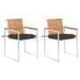 Sillas de jardín con cojines 2 uds madera maciza teca y acero de , Sillas de jardín - Ref: Foro24-3061538, Precio: 281,63 €, ...