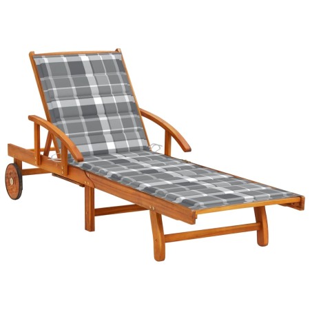 Tumbona de jardín con cojín madera maciza de acacia de , Tumbonas - Ref: Foro24-3061616, Precio: 212,55 €, Descuento: %